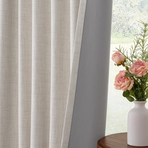 INOVADAY Total Blackout Curtains - Thermal Insulated Room Darkening Drapes, 84 Inch Long, Beige, 2 Panels