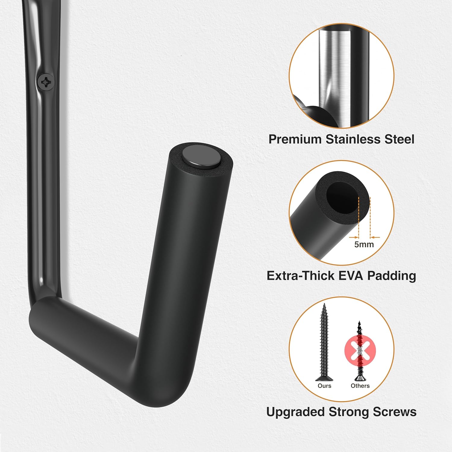 Niffgaff Heavy Duty Garage Storage Hooks - 120 LB Capacity Wall-Mounted Rack for Kayaks, Ladders & Bikes