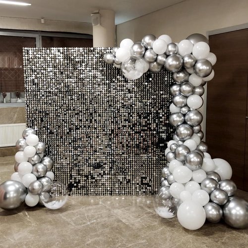 Awenztech Metallic Silver Balloons - 12 Inch Chrome Latex Balloons | 50 Pack for Parties & Celebrations