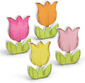 Whaline 4Pcs Spring Tulips Wood Signs - Rustic Floral Table Decor for Farmhouse Centerpieces