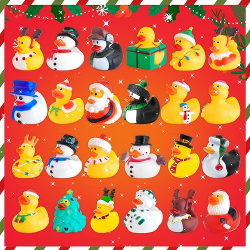 Advent Calendar 2025 Christmas Rubber Duck 24 Days Countdown Calendar Xmas Fun Duckie Bath Party Favor Gifts Toys for Kids Toddlers Boys Girls
