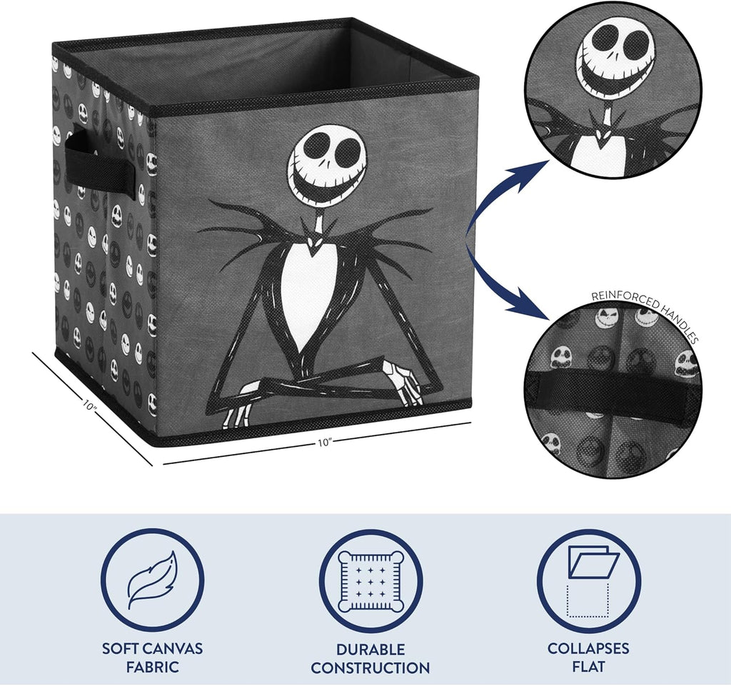 Nightmare Before Christmas Jack and Sally Storage Cubes - Durable 10"x10"x10" with Handles