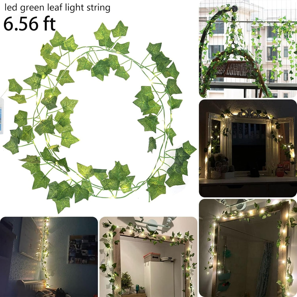 Skiennix Fairy Lights Vine - 40 LEDs Battery Operated Green Ivy String Lights | 2 Pack for Bedroom Decor