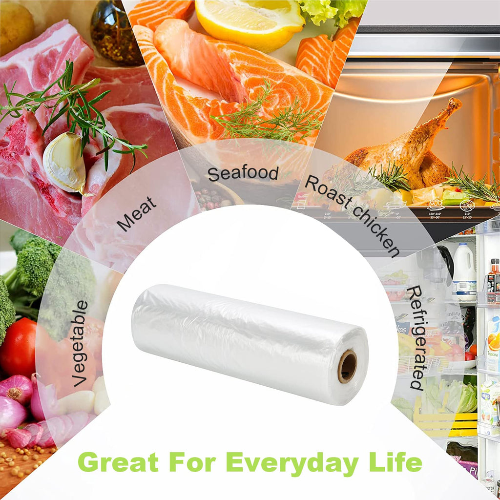 RyhamPaper Food Storage Bags, 12 x 20 Plastic Produce Bag on a Roll Fruits, Vegetable, Bread, Food Storage Clear Bags (2 Rolls / 700 Bags)