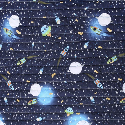 Lush Decor, Navy Universe Sherpa Throw-Outer Space Stars Galaxy Planet Rocket Pattern Reversible Blanket-60” x 50, 60" x 50", 16T003038