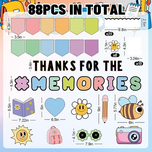 FYSUIMU Graduation Bulletin Board Decorations - 88 Pcs Boho Daisy DIY Photo Cutouts for Class of 2026