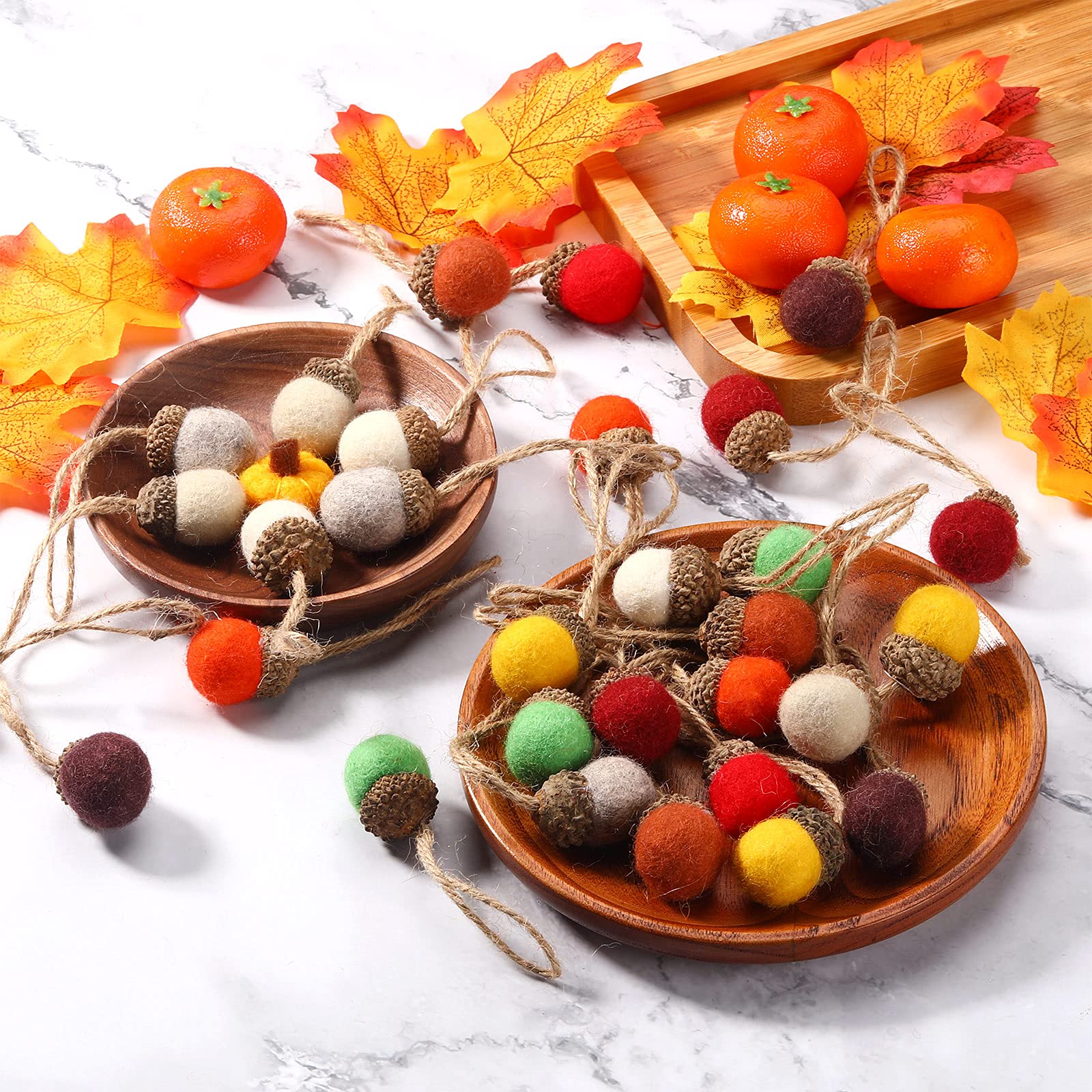 Tatuo 30 Pcs Christmas Felt Acorn Ornaments Colorful Wool Felt Acorn Pom Balls Mini Wool Acorns Bulk for DIY Xmas Crafts Christmas Tree Hanging Ornaments Party Favors Home Indoor Decor(Mixed Colors)