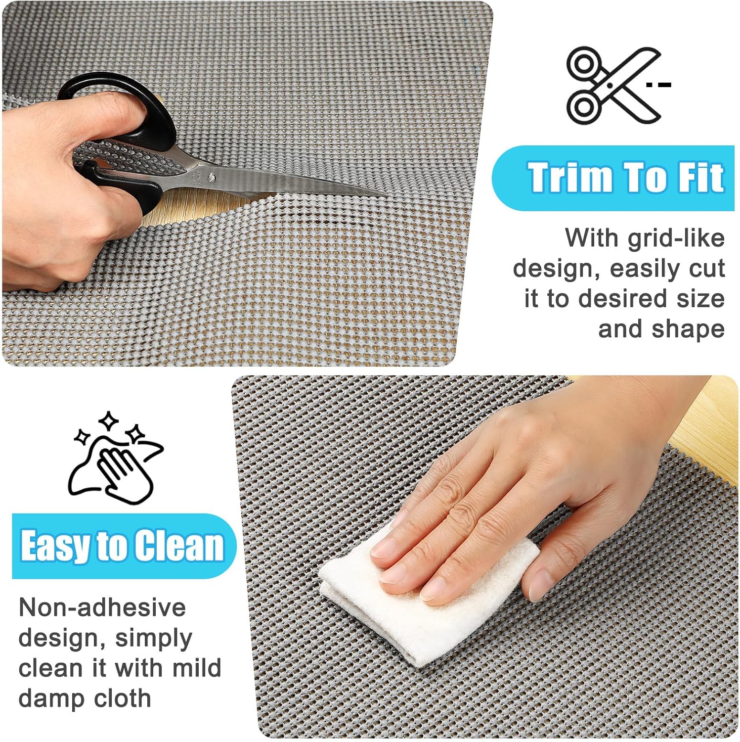 Songrey Non-Adhesive Drawer Liner - 12" x 20FT Non-Slip Cabinet Mat for Kitchen & Bathroom (Dark Gray)
