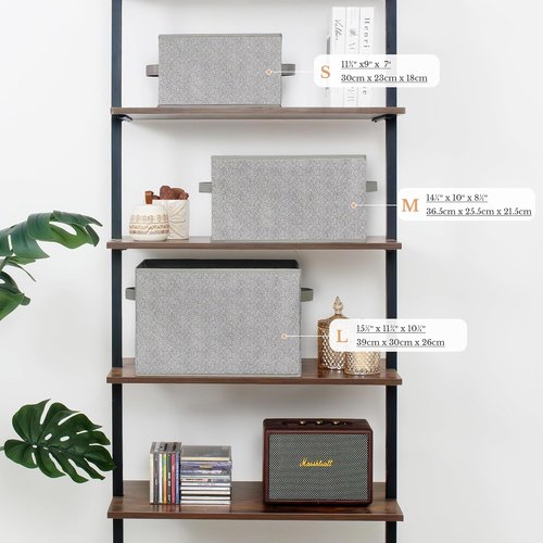 Granny Says Storage Baskets - Medium Fabric Organizers with Handles | Gray 3-Pack for Closet & Shelf Storage