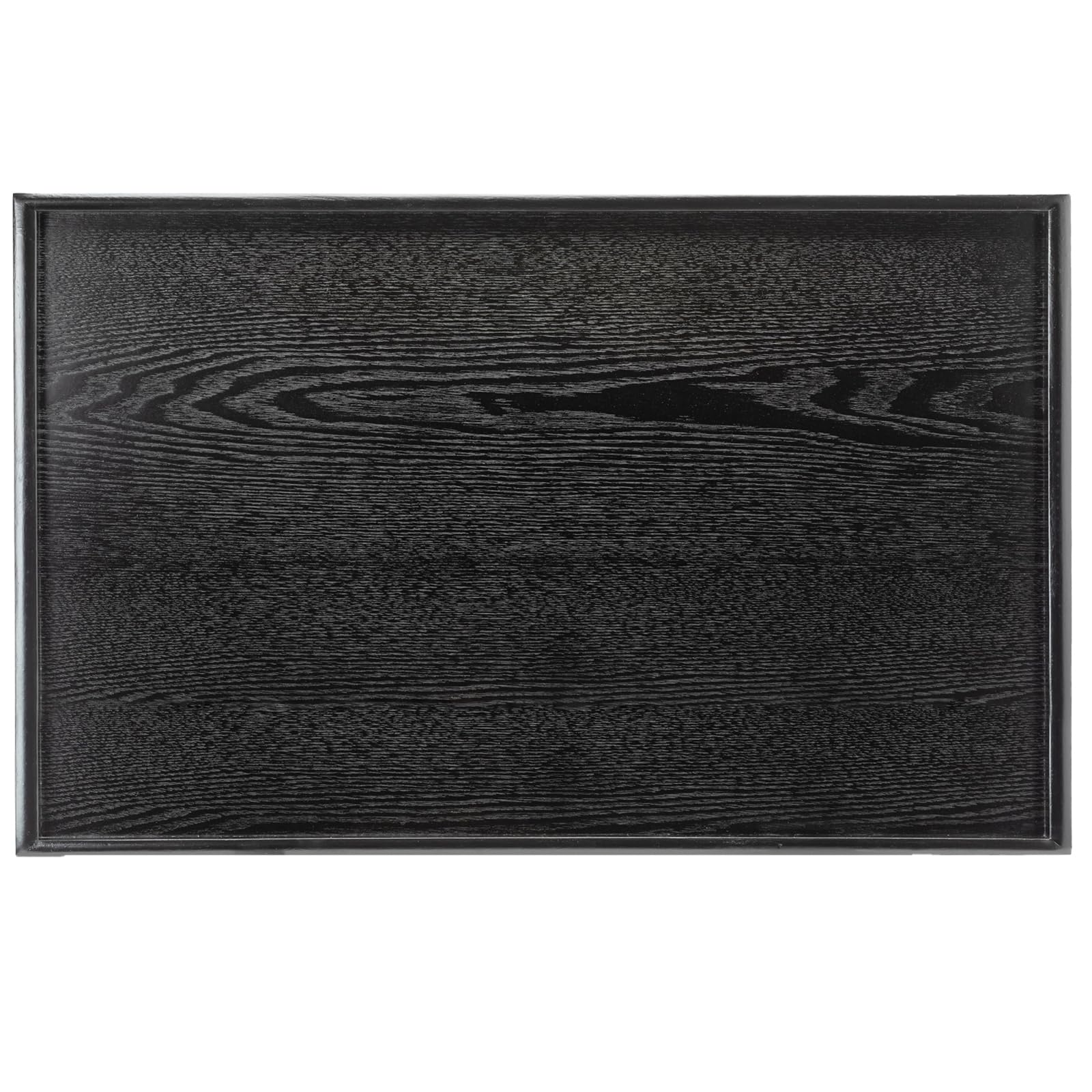 28 x 18 Inches Extra Large Solid Wood Serving Tray for Tea Coffee Table Snack Food Meals Serving Plate Kitchen Party Bar Breakfast Server with Raised Edges Black Wooden Decorative Ottoman Tray