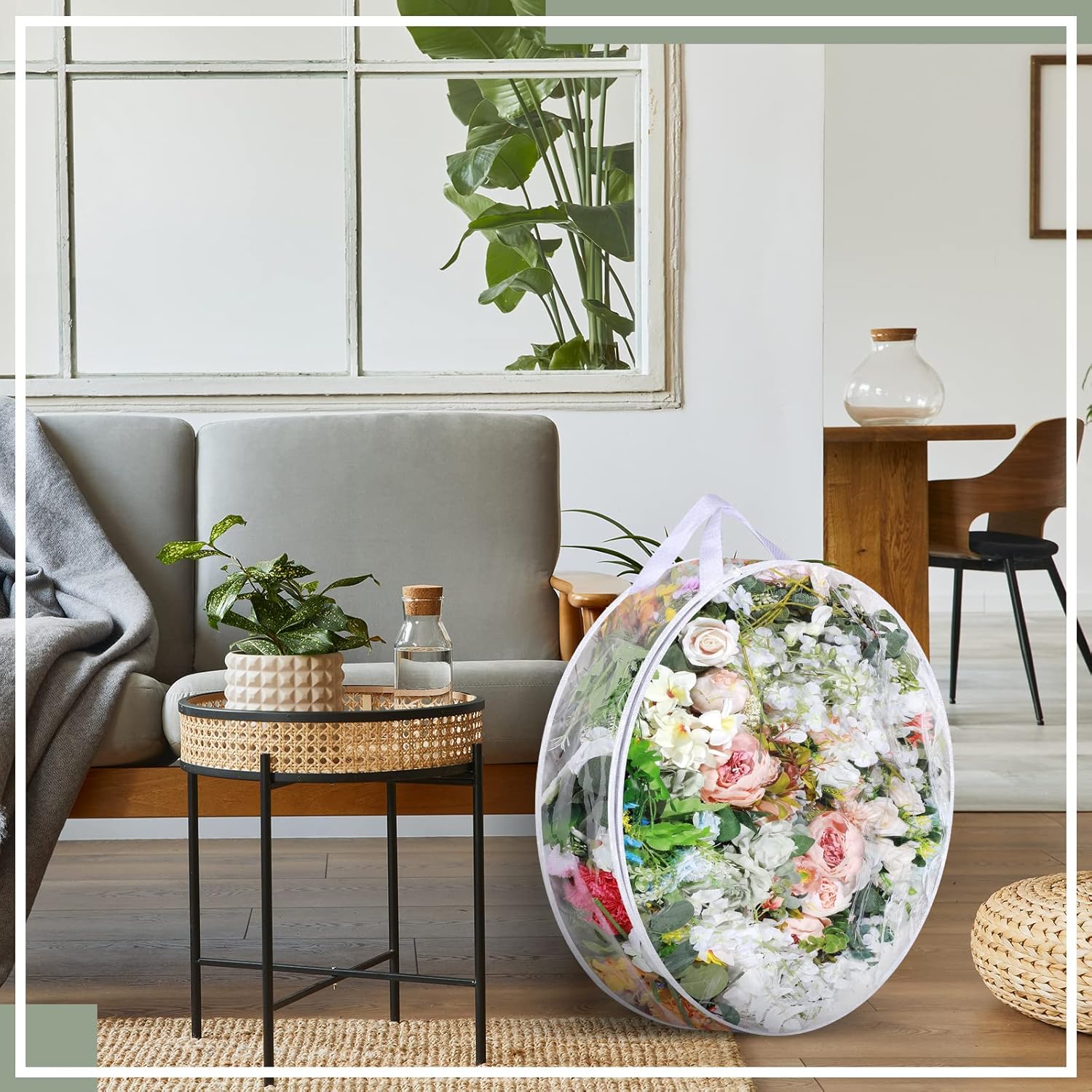 Remagr Wreath Storage Bag - 30 Inch Clear Plastic Container for Holiday & Wedding Wreaths | Zippered Design
