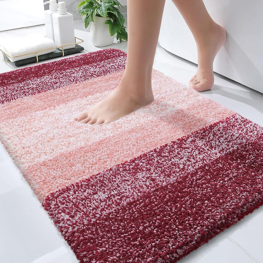OLANLY Bathroom Rugs - Extra Soft Microfiber Mat | Quick Dry & Machine Washable, 36x24, Red