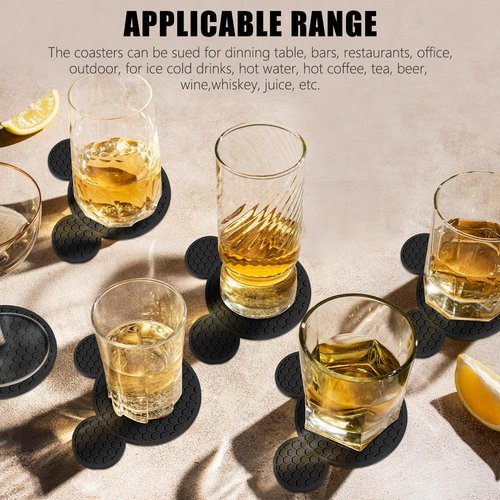 Mouse Ears Silicone Coasters Non-Slip Black Coasters for Hot or Cold Drinks, Beer, Coffee, Anti-Overflow Tabletop Protection Christmas Birthday Wedding Housewarming Home Decor Gifts