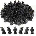 Skiennix Mini Resin Crows - 50 Pcs Realistic Black Raven Figurines for Halloween Decor & Crafts