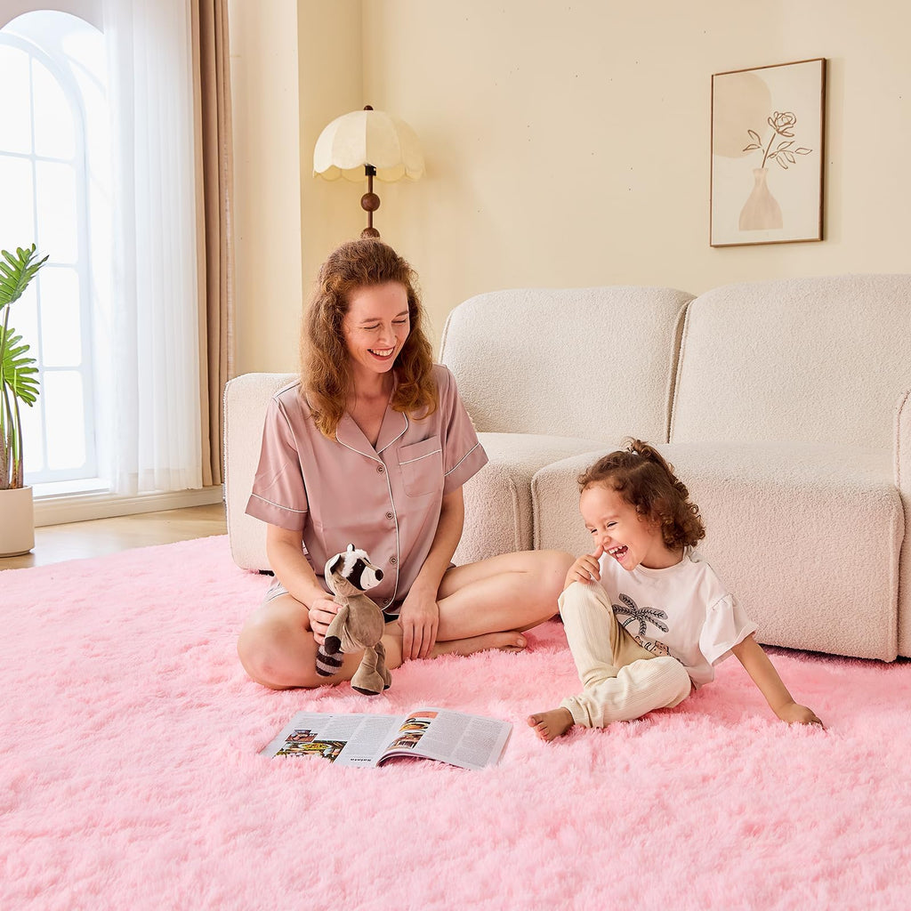 OPPODREAM 4x6 Pink Rugs for Bedroom, Ultra-Soft Fluffy Area Rugs for Living Room, 4 x 6 Shag Carpet for Nursery, Kids, Girl, Boy, Baby, Plush, Fuzzy, Shaggy, Cute Home Decor