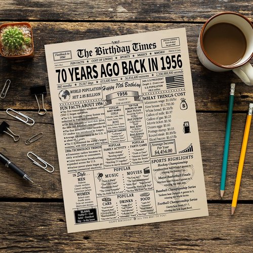 Happy 70th Birthday Card - Unique & Funny Gifts for Him/Her | Celebrate 70 Years Since 1956