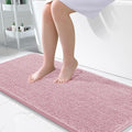 OLANLY Bathroom Runner Rugs - Soft Chenille Bath Mats with Rubber Backing | Quick Dry, Machine Washable, 47x24, Dusty Rose