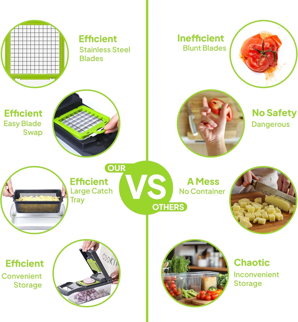 Pro-Series 16-in-1 Vegetable Chopper | Multi-Blade Food Cutter with Container & Mandoline Slicer