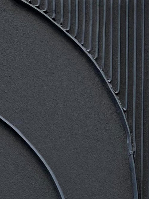 NANKAI Hand-Painted Black Minimalist Oil Painting - Thick Texture 24x36 Inch Abstract Wall Art