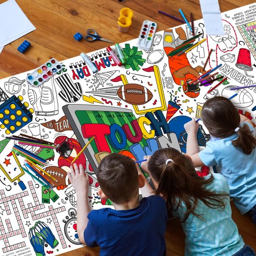 Gatherfun Football Party Giant Coloring Poster - 31.5X 72 Inches - Versatile Classroom Wall Décor & Football Birthday Decorations-Poster or Table Cover for School Parties and Special Events