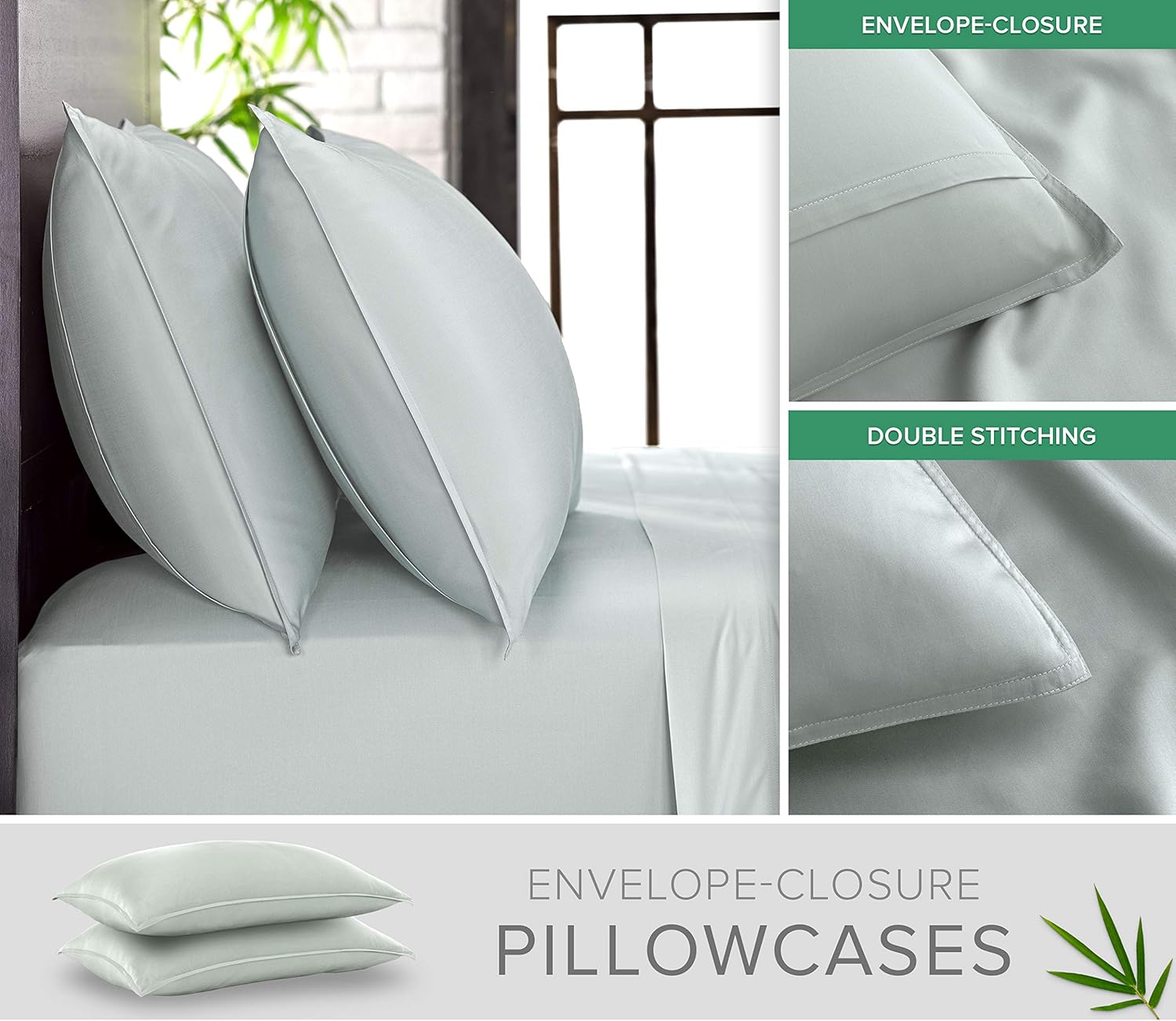 Pure Bamboo California King Sheets - 100% Organic Viscose Bed Set, Soft & Cooling, Sea Glass Color
