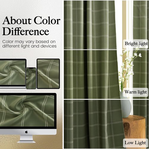 NICETOWN Blackout Curtains - 100% Thermal Insulated Room Darkening Drapes | Olive Green, 52" W x 84" L, 2 Panels