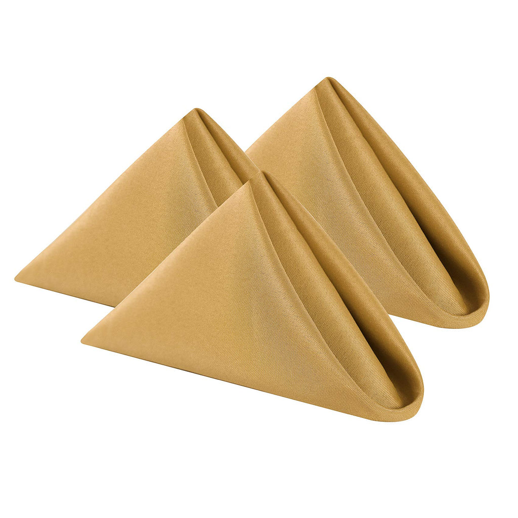 Cloth Napkins 20x20 inch Washable Polyester Dinner Napkins Soft Table Napkins for Wedding Party Dining Banquet(Gold,100PCS)