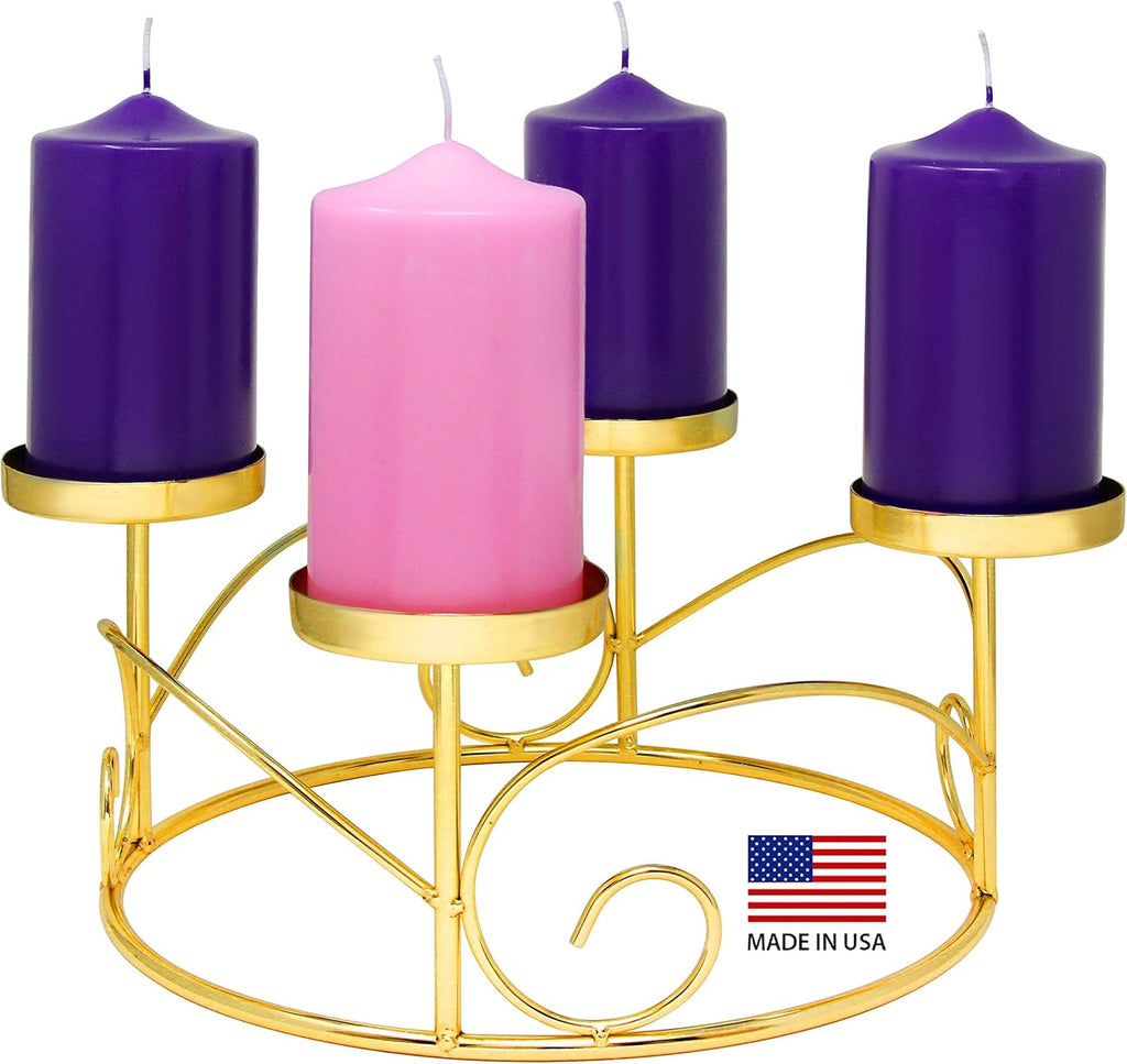 Skiennix Christmas Advent Wreath Ring | Elegant Gold Candle Holder for Pillar Candles - Holiday Centerpiece Decor
