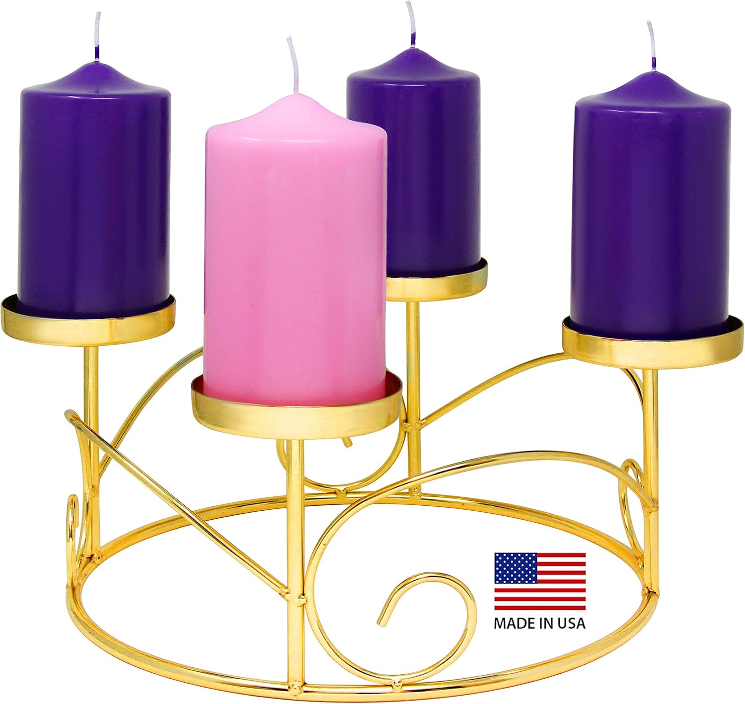 Skiennix Christmas Advent Wreath Ring | Elegant Gold Candle Holder for Pillar Candles - Holiday Centerpiece Decor