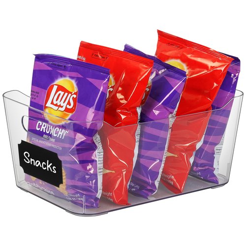 ShelfShaper Plastic Clear Storage Bins with Labels, Home Freezer Refrigerator Pantry Organizers and Storage Containers Fridge Organizer Bins Kitchen Organization Cabinet Medicine Bin for organizing