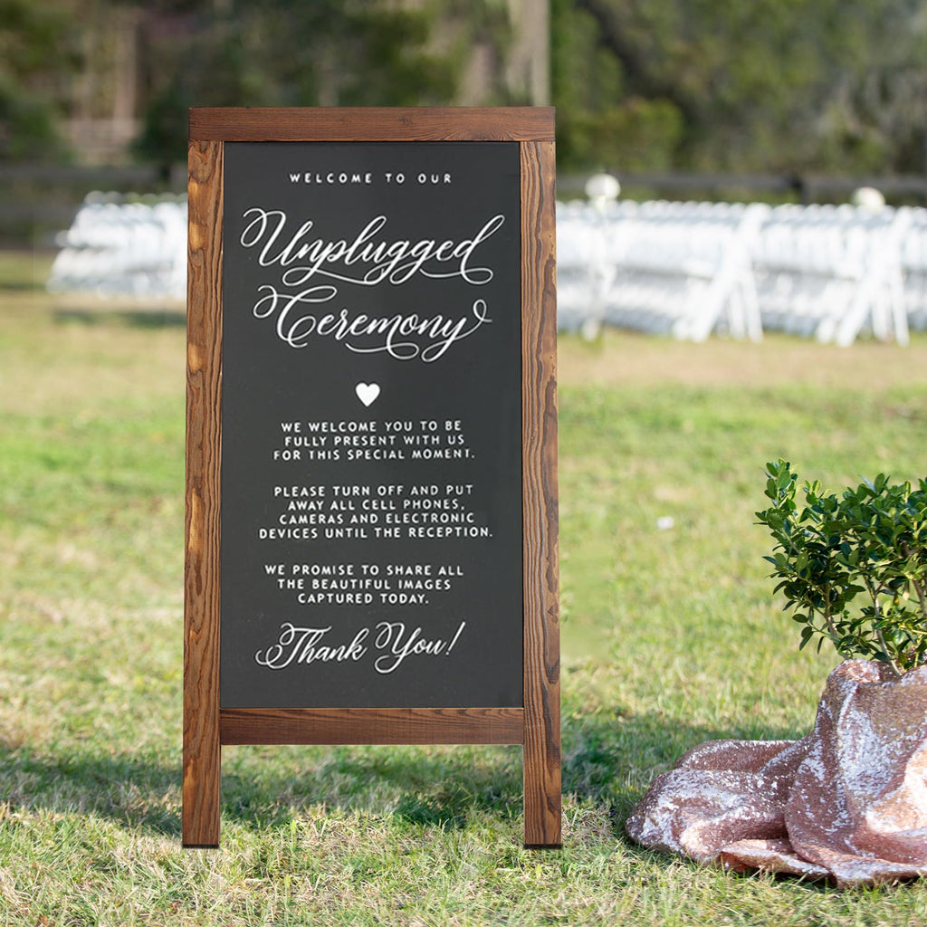 DAHAPYBOO Sandwich Board 48"x24" Solid Pine Wood Rustic Brown