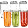 24 oz Wide Mouth Glass Jars - 6 Pack with Airtight Lids and Bands, Ideal for Fermenting, Pickling, Meal Prep, Overnight Oats, Jam, Jelly, and DIY Projects