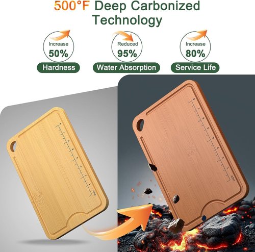 Bamboo Cutting Board by Skiennix - 2-In-1 Design with Deep Juice Grooves & Built-In Handles | Ideal Kitchen Gift for Women