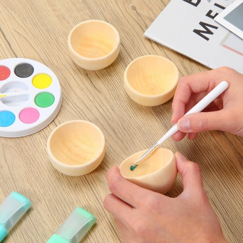 Uiifan 20 Pcs Small Wooden Bowls for Craft Mini Pinch Bowls 1.5 oz Unfinished Wood Bowl for DIY Craft Serving Kitchen Condiment Salad Nuts Dips Sauce Spice Candy, 1.2 x 2.2 Inches