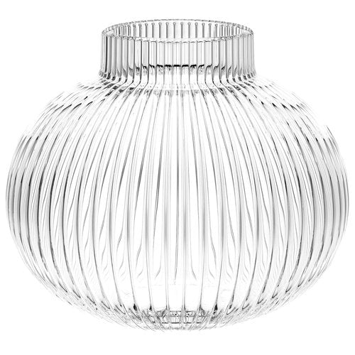 YANWE1 Round Glass Vase, Flower Vases for Bouquet, Ribbed Glass Vases for Flowers, Small Clear Vase for Living Room, Office, Coffee Table, Shelf, Wedding, 6 Inches