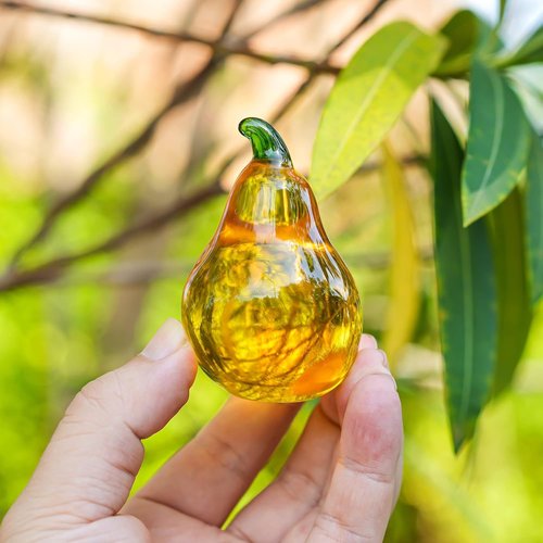 Crystal Pear Figurines | Elegant Glass Collectibles for Office Decor - Perfect Tabletop Centerpiece