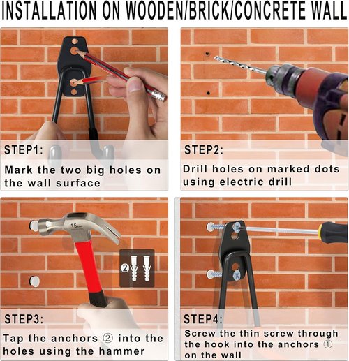 KOFANI Steel Garage Storage Hooks - 16 Pack Heavy-Duty Wall Mount Hooks with Anti-Slip Coating for Bikes, Ladders & Tools
