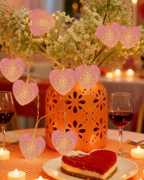 Valentines Day Decor Lights 6.9FT 10 LED Pink Heart String Light Battery Operated, 8 Modes Romantic Heart Twinkle Fairy Lights with Timer, Valentines Decorations Light for Home Party Bedroom Wedding