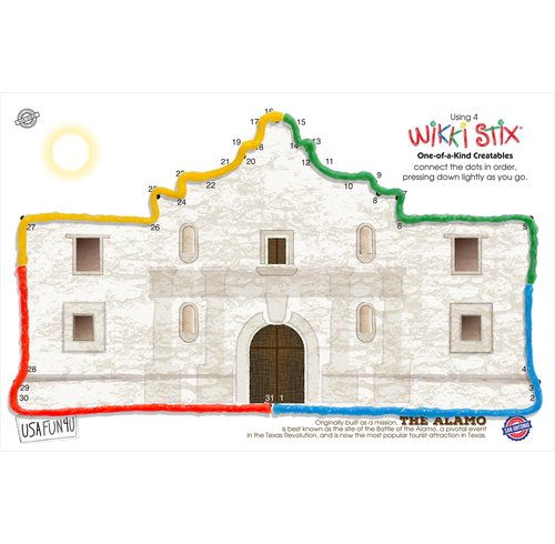 WIKKI STIX USA Fun Paks, Travel Essential for Road Trips, Featuring USA Landmarks and Locations, Made in USA. Pack of 20.