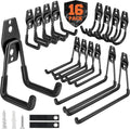 Nacial Heavy-Duty Garage Hooks - 16 Pack Utility Steel Wall Mount Storage for Bikes, Ladders & Tools