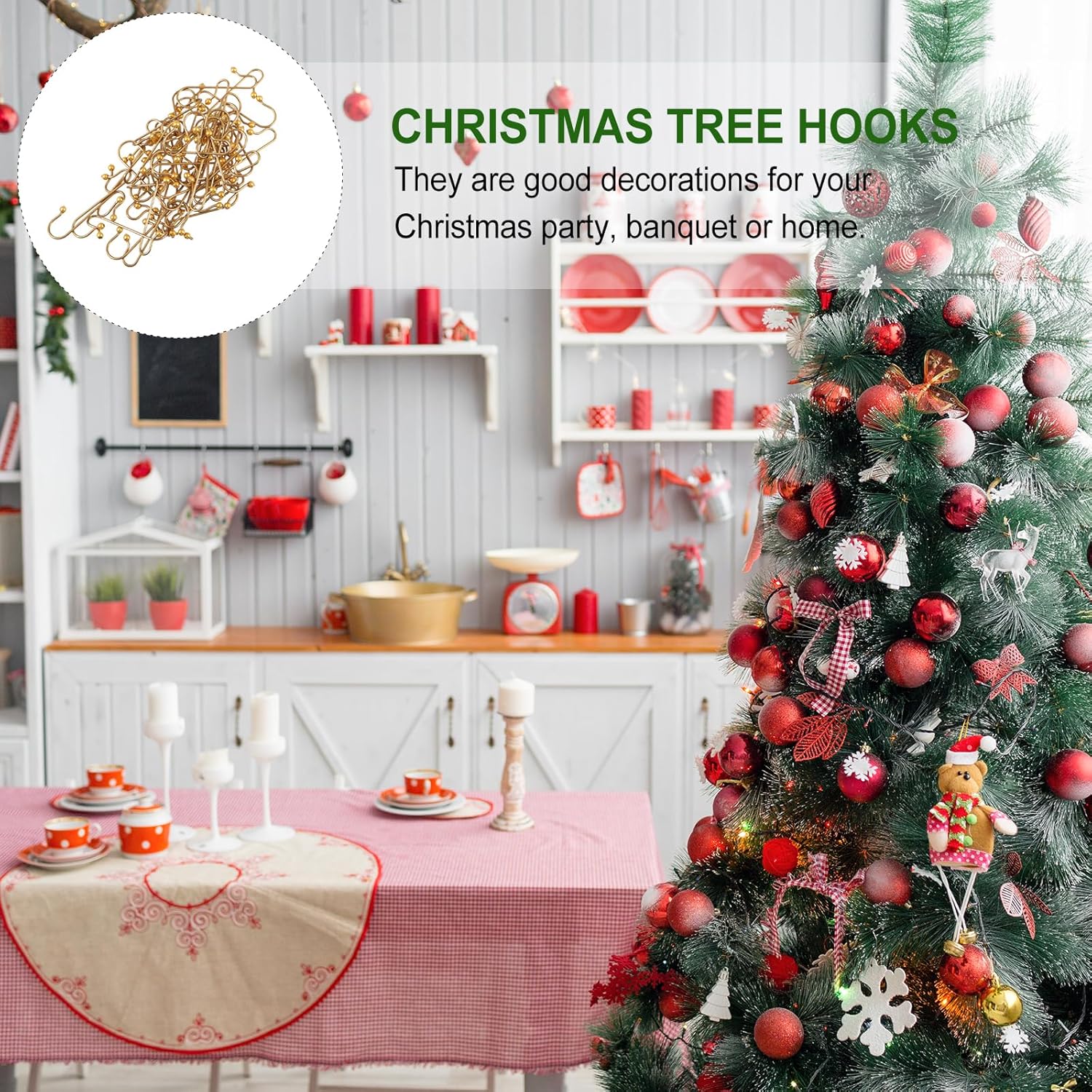 Uonlytech Heavy-Duty Metal Ornament Hooks - 40pcs Durable Wire Hangers for Holiday Decor