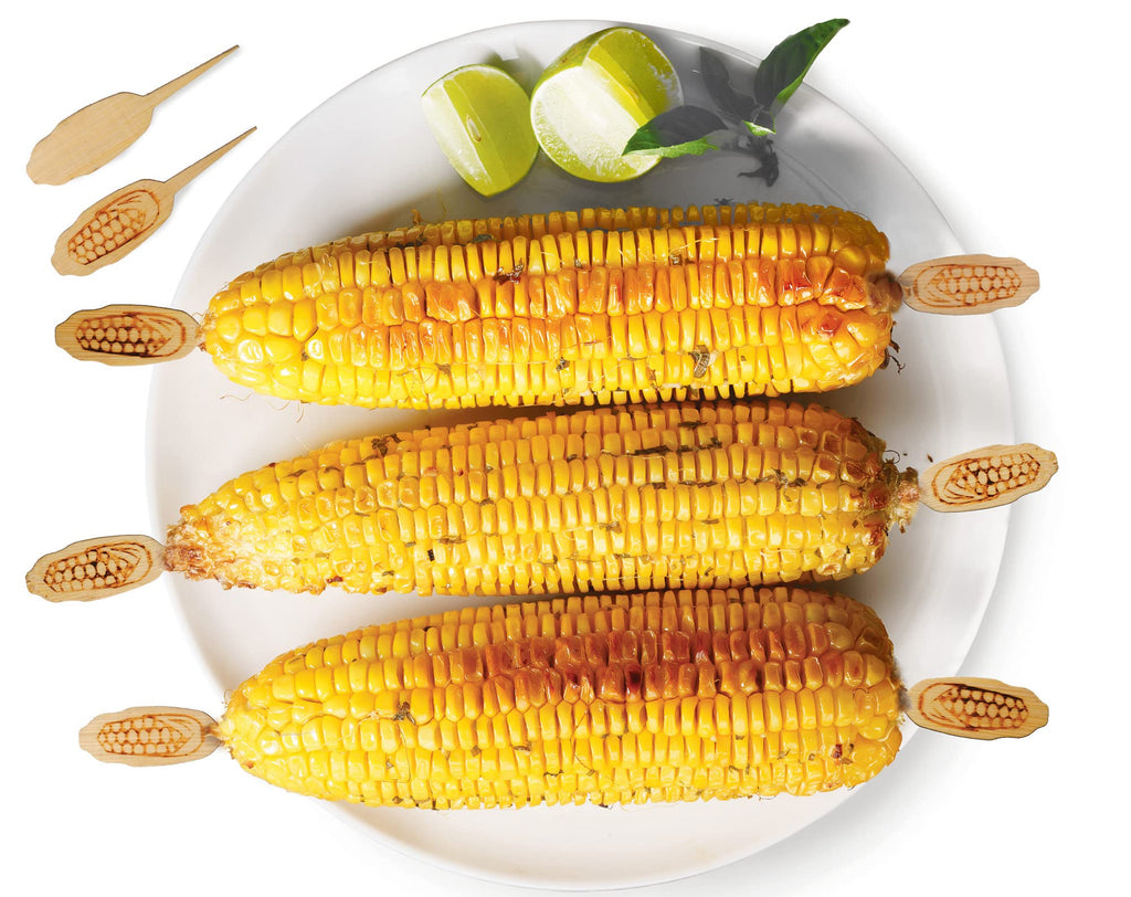 RSVP International Corn On the Cob Holders/Appetizer Picks Set Protect Hands from Heat & Mess, Disposable, 50-Count, Bamboo (Pack of 6)