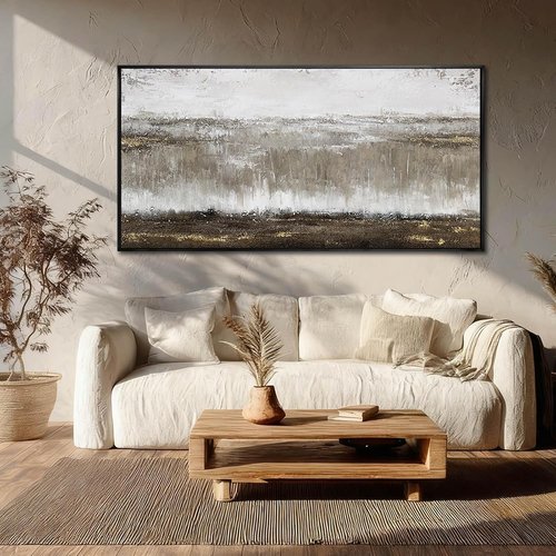 Artexist Textured Canvas Wall Art - Black & Grey Modern Photo Print | 24"x48" Decor for Bedroom & Office
