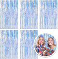 Skiennix Iridescent Foil Curtain Backdrop - 5 Pack Metallic Tinsel Fringe for Parties & Events