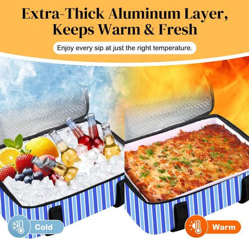 Coobiiya Insulated Casserole Carrier - Thermal Lunch Bag Keeps Food Hot or Cold | Fits 9" x 13" Baking Dish