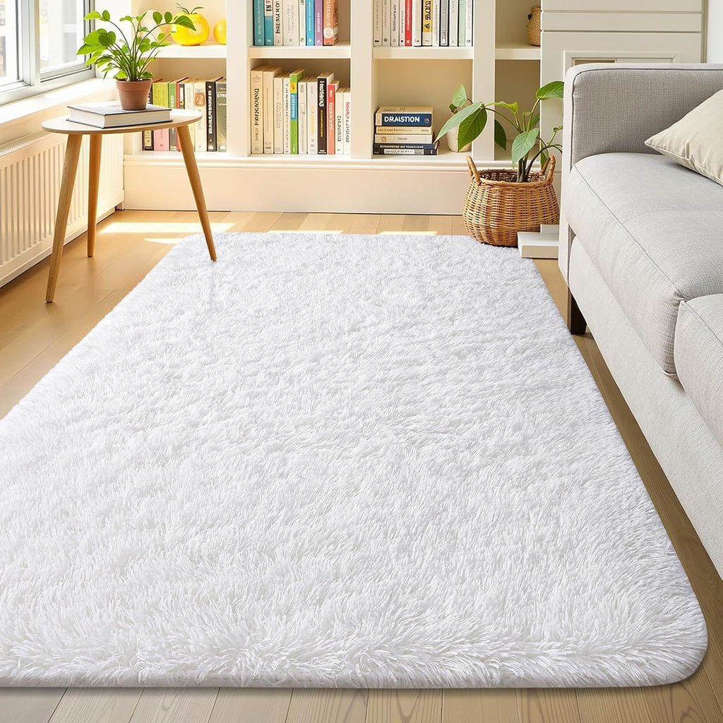 OLANLY Area Rug - Soft Fluffy Shaggy Design | Machine Washable 4x5.9 ft for Living Room & Bedroom