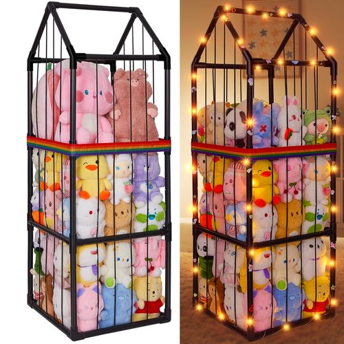 Stuffed Animals Storage Zoo Plushies Toy Storage Organizer Unicorn Castle PVC Stuffed Animals Holder Kids Toy Storage Playroom Nursery Storage Shelf