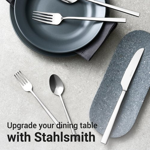 Stahlsmith Essen Flatware Set for 8, 40-Piece 18/10 Stainless Steel Silverware Set, Modern Cutlery Set with Mirror Finish, Dishwasher Safe Kitchen Utensil Set, Mother’s Day Gift