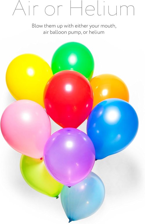 Dusico® Rainbow Balloons Set - 100 Pack of 12-Inch Assorted Bright Colors | Durable Latex for Helium or Air Use