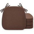 Shinnwa Dining Chair Cushions Set of 4, Non-Slip Kitchen Chair Cushions with Detachable Straps and Machine Washable Cover, 4 Pack, 17x16x2in, Brown